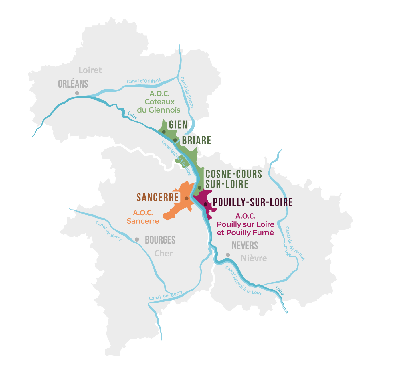 Carte de la destination Sancerre Pouilly Giennois